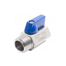 stainless steel High pressure PN63 m*m mini ball valve horse barb,ball valve with mini actuator